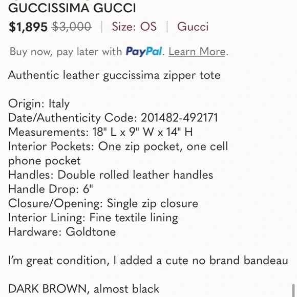 GUCCISSIMA LEATHER LARGE ZIPPER TOTE - Picture 13 of 13